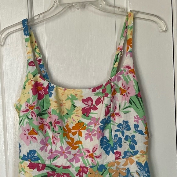 NWT Old Navy Linen Blend Pink/Orange Floral Fit & Flare Cami Mini Dress Size XS - Picture 5 of 16